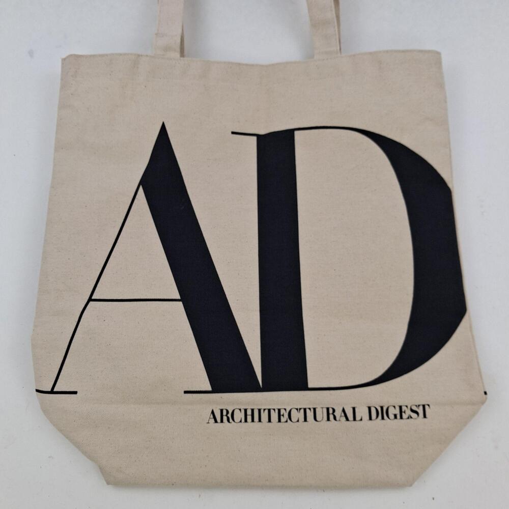 Architectural Digest Tote Bag Womens Large Beige Canvas Logo AD Shopping bag